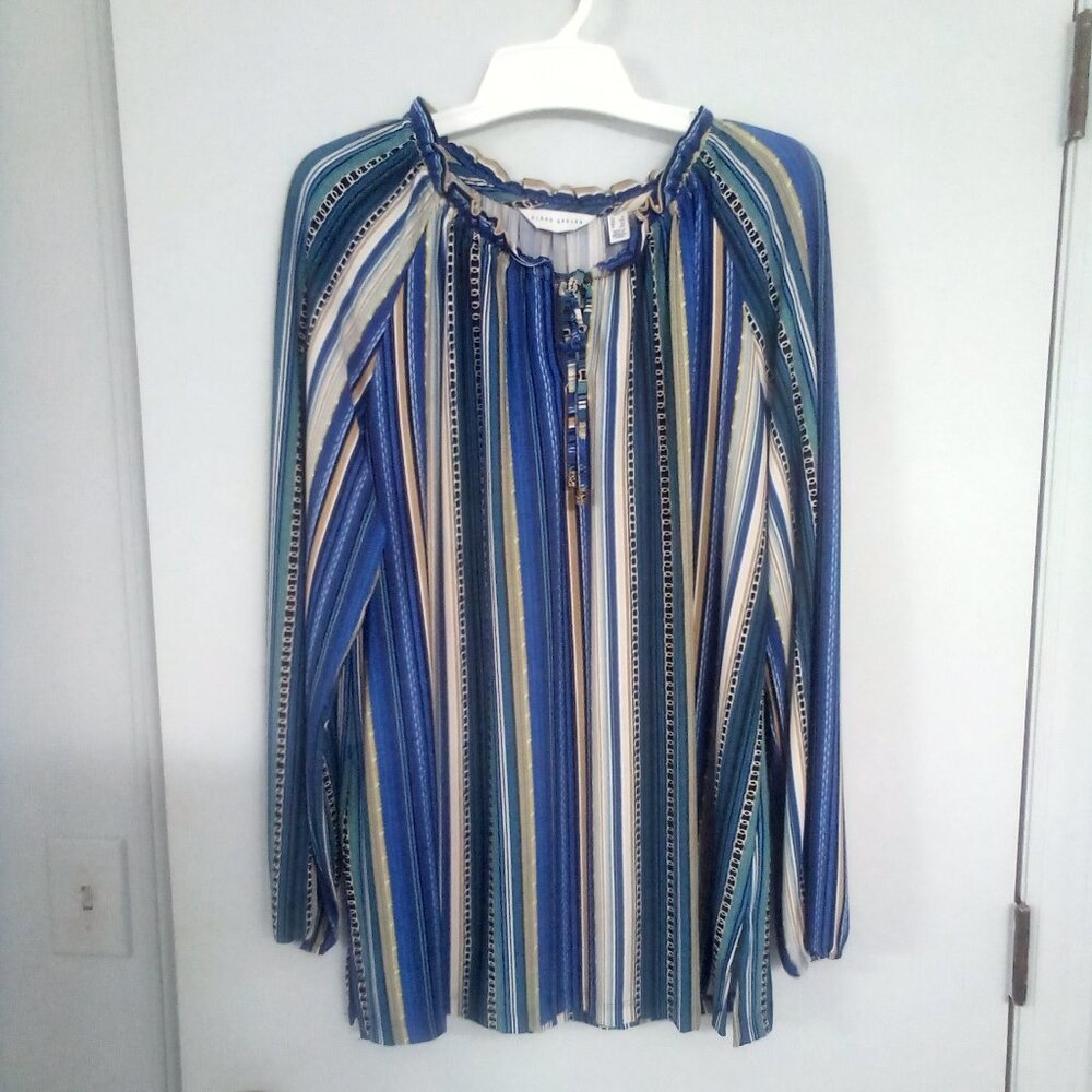 Susan Graver 1X Blue Striped  Top